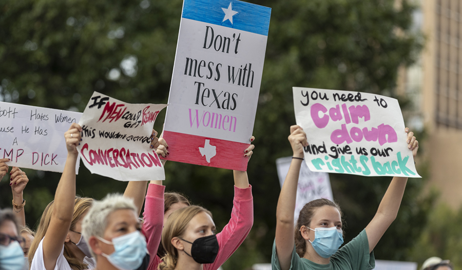 Protester mot Texas abortlagar, lördagen den 2 oktober 2021, Austin, Texas.