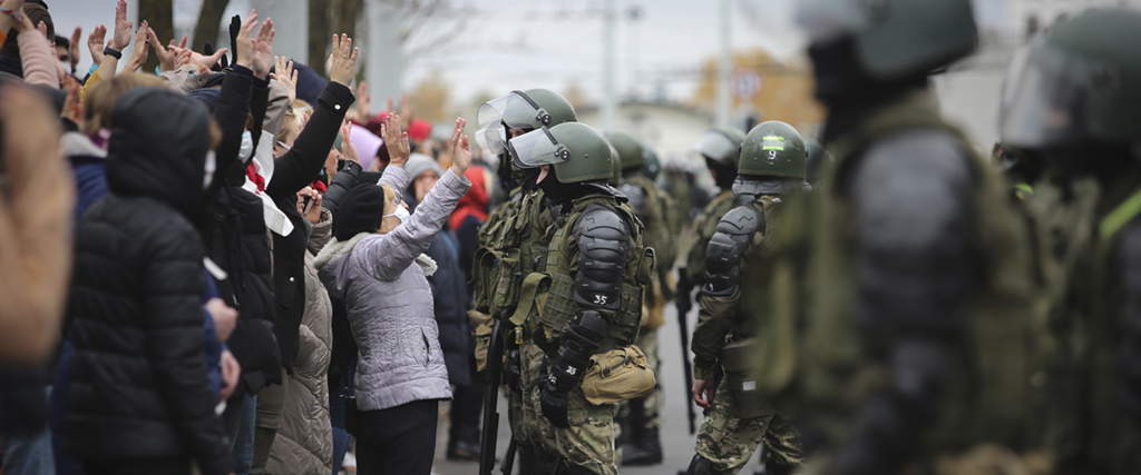 Protester i Minsk, 1 november 2020.