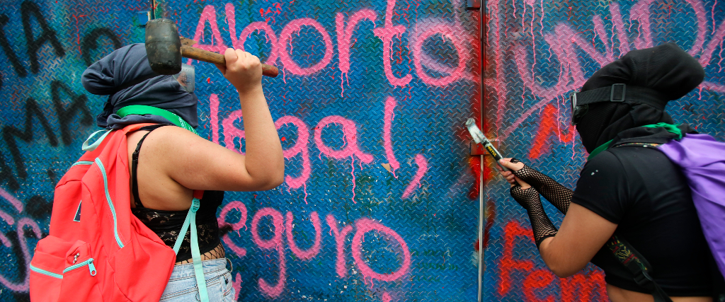 Aborträtts-demonstration i Mexico City, 28 september 2021.