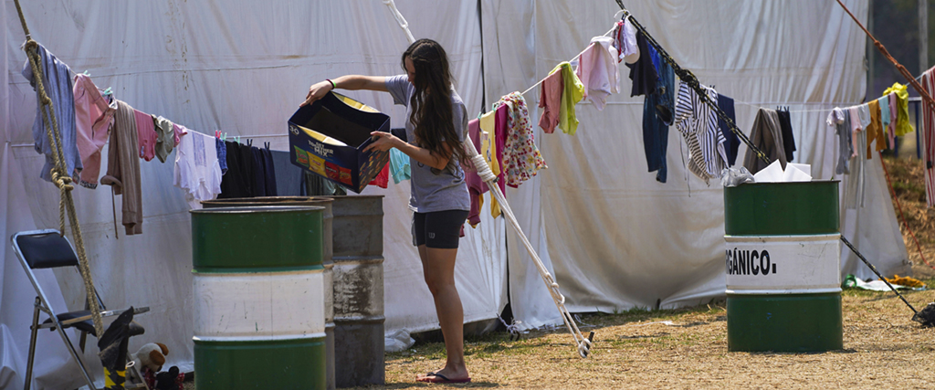 Ukrainsk flykting i ett läger i Utopia Park, Iztapalapa, Mexico City, måndagen den 2 maj 2022.