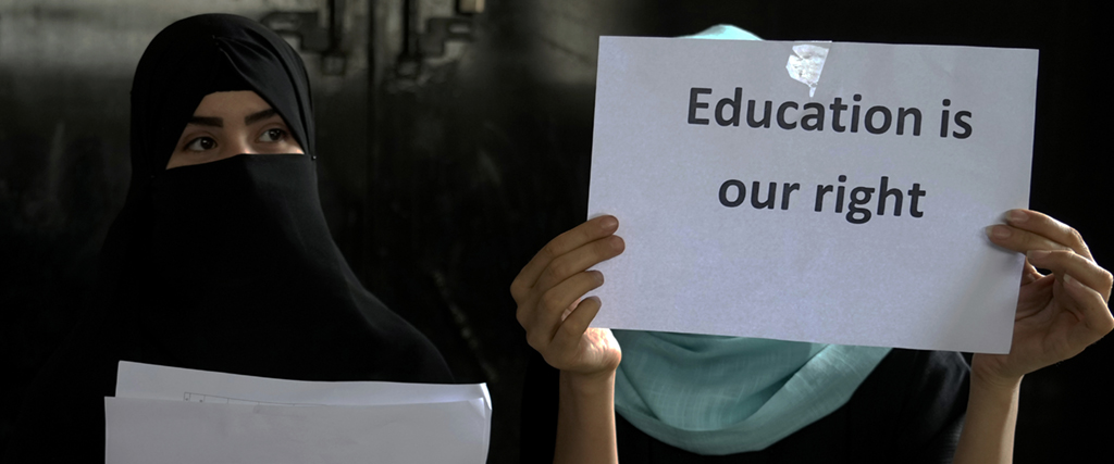 Protest för rätten till utbildning, Kabul, 2 augusti 2022.