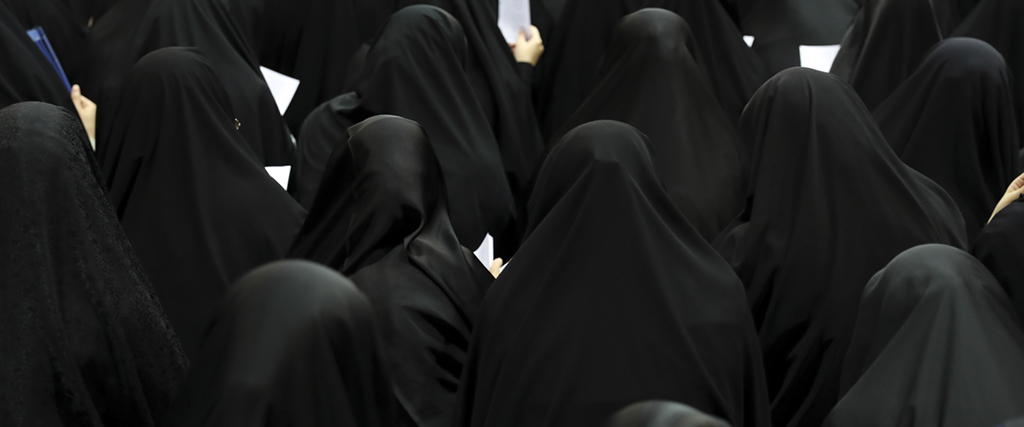 Ceremoni till stöd för efterlevnaden av strikt islamisk klädkod för kvinnor, i Teheran, Iran, torsdagen den 11 juli 2019.