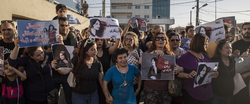 Demonstranter i Sulaimaniyah den 28 september 2022.