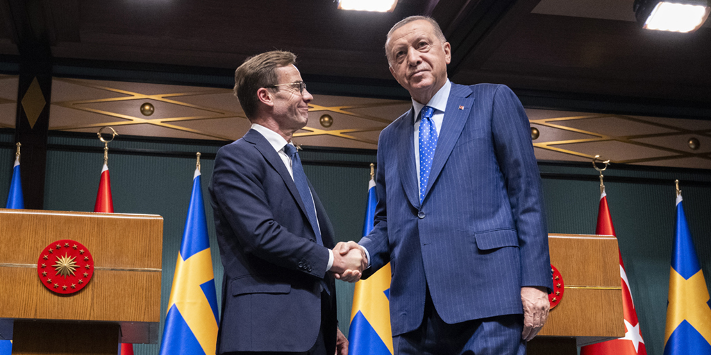 Sveriges statsminister Ulf Kristersson (M) och Turkiets president Recep Tayyip Erdogan håller en gemensam pressträff i Ankara, i samband med ett möte där man diskuterar Sveriges Natoansökan, 8 november 2022.