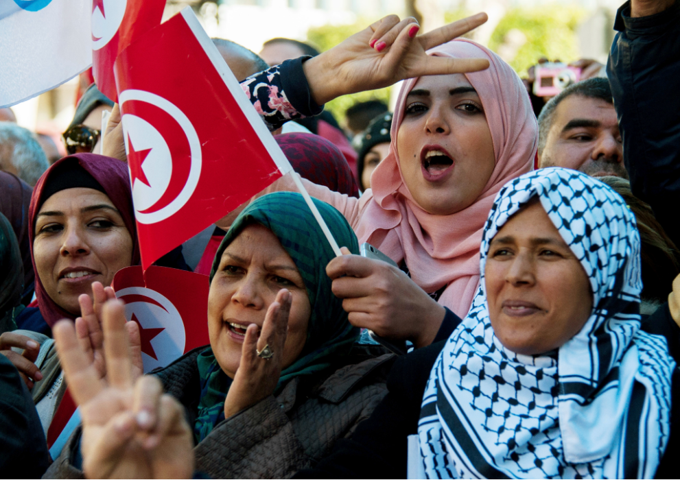 På årsdagen för revolutionen 2018 samlades folk för att fira minnet av dagen då diktatorn tvingades bort