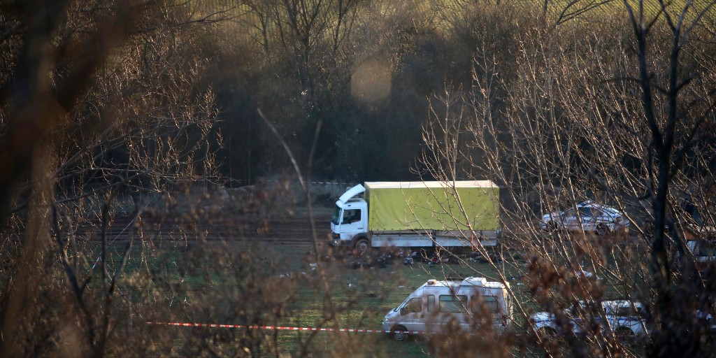 I lastbilen på bilden hittades 18 döda afghanska migranter utanför Bulgariens huvudstad Sofia i fredags.
