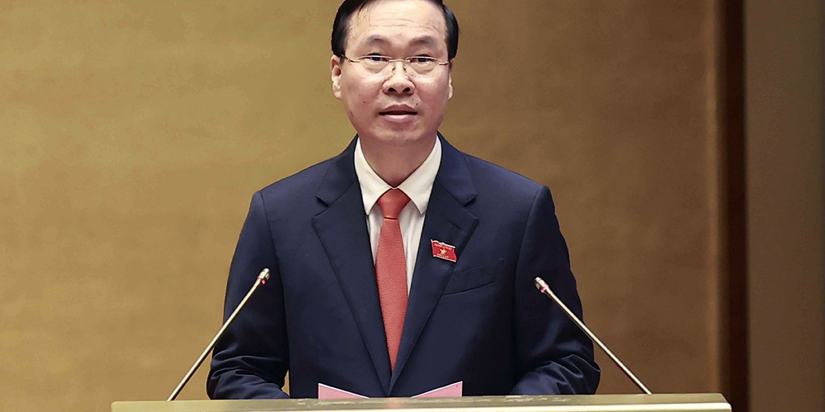 Vietnams nye president Vo Van Thuong höll sitt första tal som president på torsdagen.