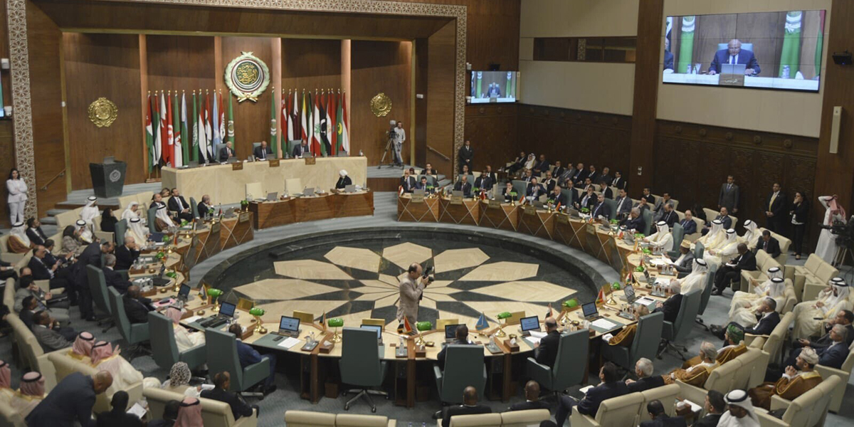 Delegater och utrikesministrar från medlemsländerna vid Arabförbundets högkvarter i Kairo, Egypten, söndagen den 7 maj 2023.