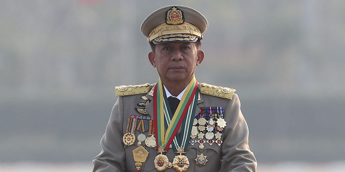 Militärjuntan i Myanmars högste ledare general Min Aung Hlaing.