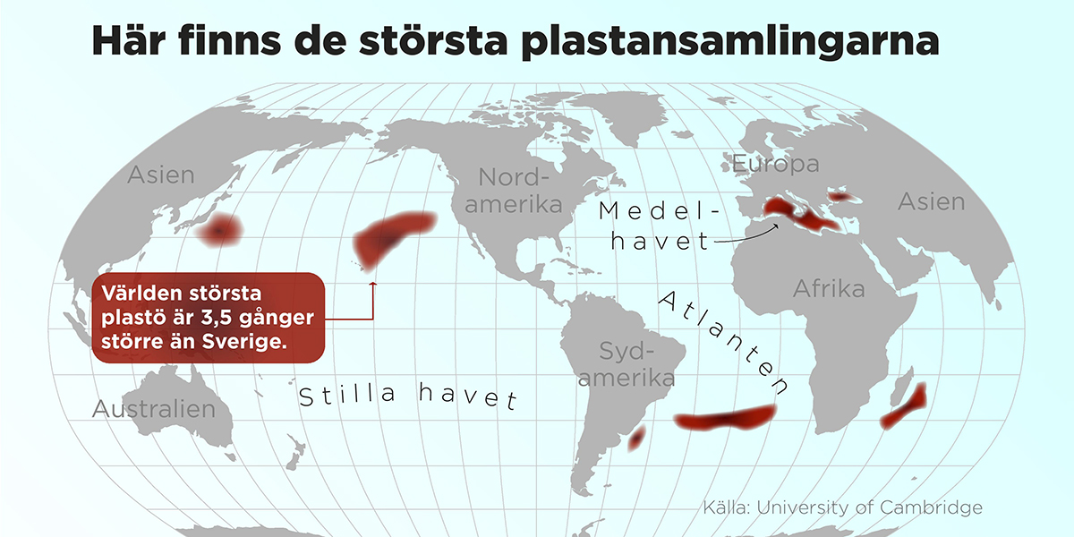 Här finns världens största plastansamlingar i haven, 2023.