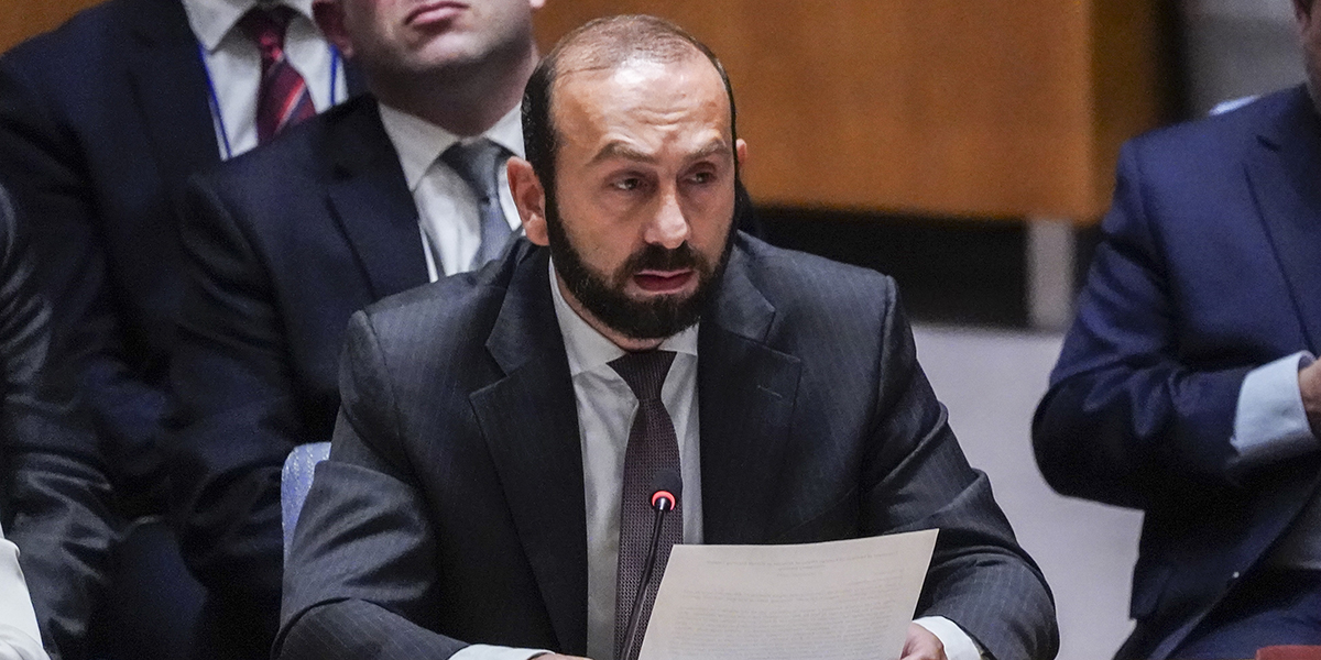 Armeniens utrikesminister Ararat Mirzojan vid mötet i FN:s säkerhetsråd.