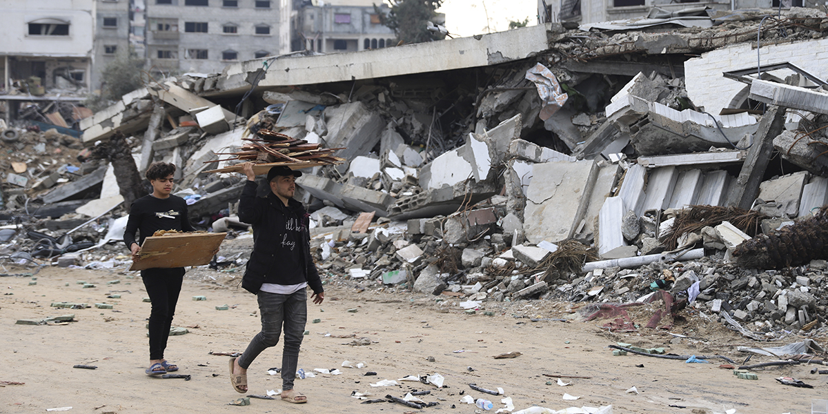 En byggnad som förstörts av israeliska attacker i Gaza stad.