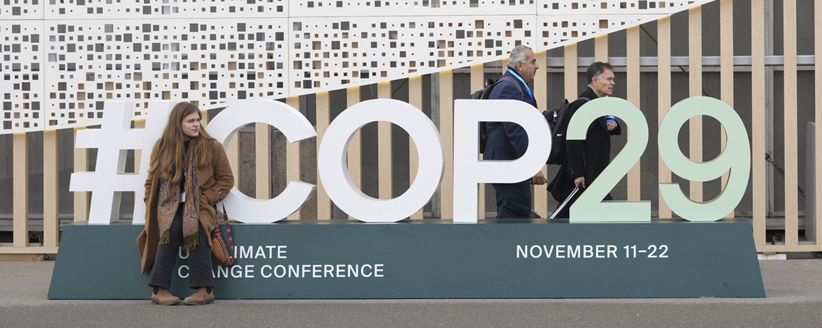 COP29-skylt