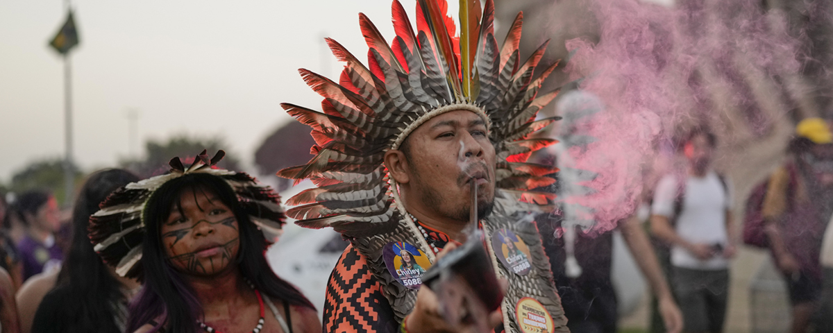 Guarani urfolk deltar i en klimatprotest