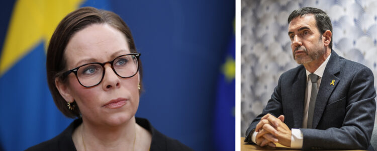 Utrikesminister Maria Malmer Stenergard och Ziv Nevo Kulman, Israels ambassadör.