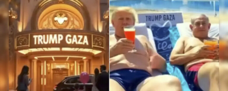 Donald Trump och en m,an till solar i solstol