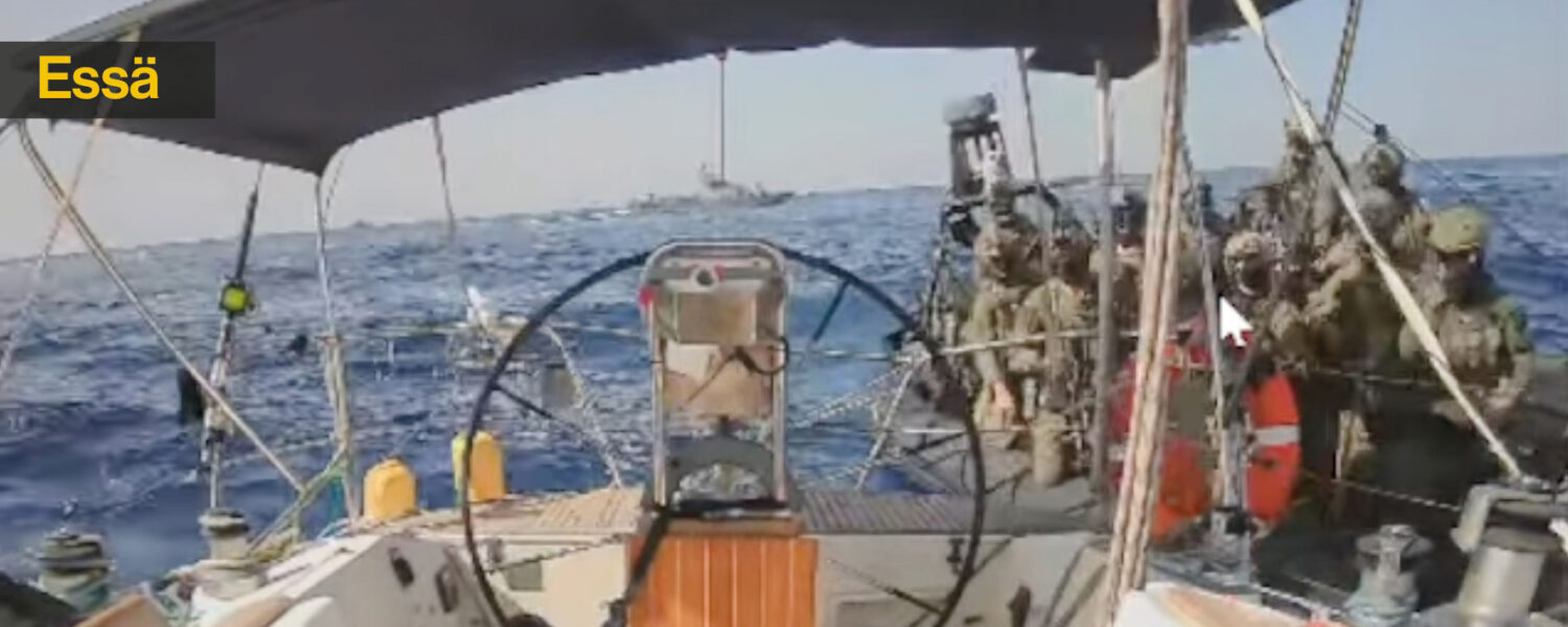 Israeliska styrkor bordar Marinette, den sista båten från en internationell flotta som försöker bryta Israels havsblockad, fredagen den 3 oktober 2025.
