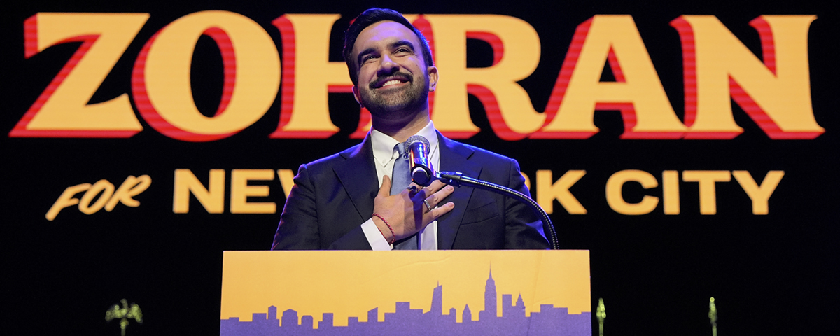 Zohran Mamdani under ett segertal