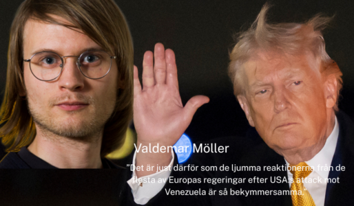 Valdemar Möller (till vänster) en vinkande Donald Trump till höger.