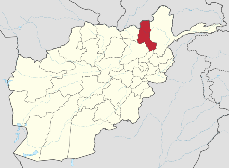 Karta över Afghanistan med provinsen Takhar i rött.